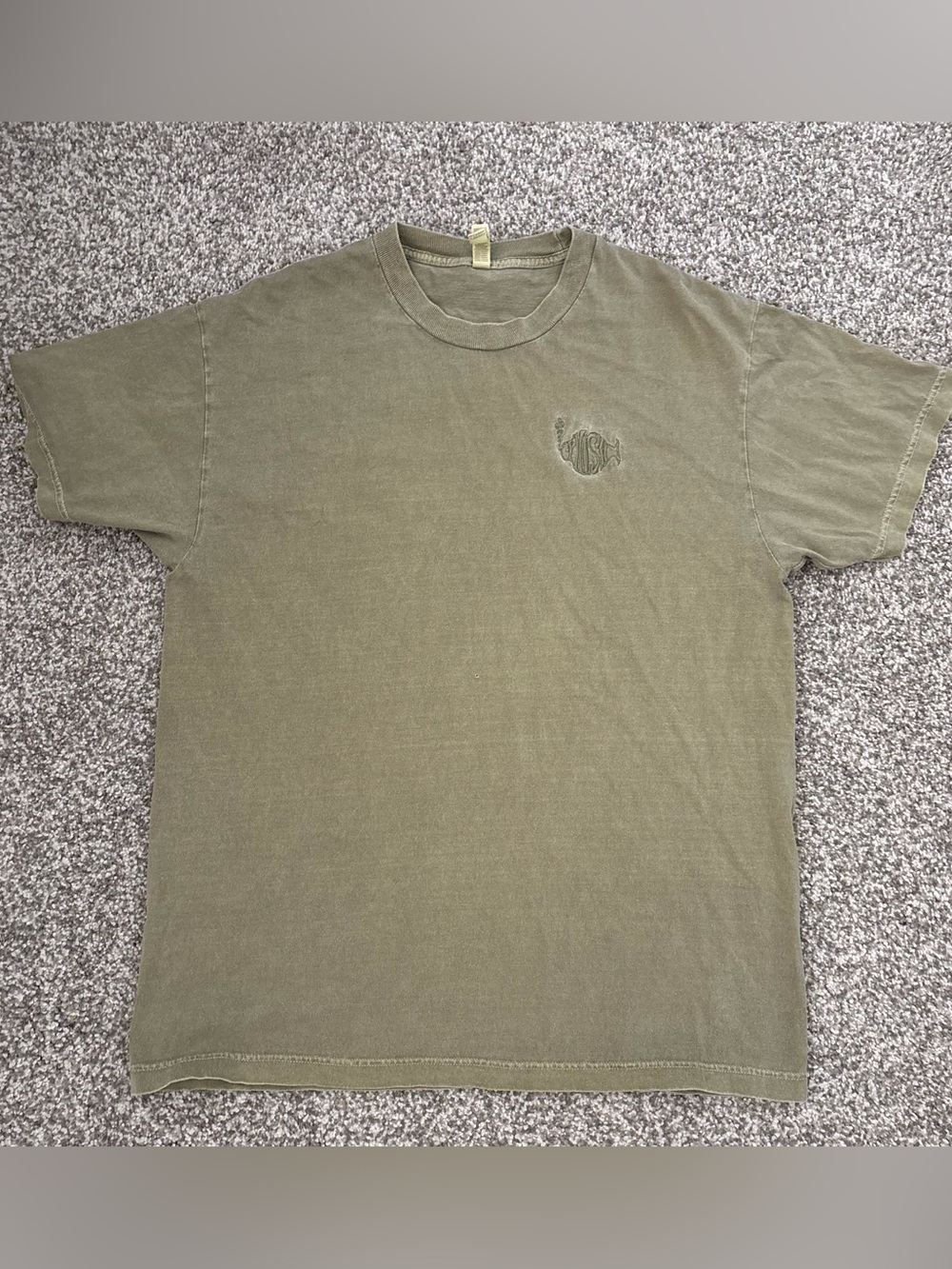 Phish Embroidered Olive Green Short Sleeve T-Shirt American Apparel Size Large